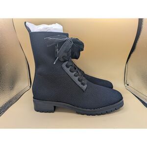 Kate Spade NY Merigue Black Knit Combat Boots Womens Size 6 Lace Up Lug Sole